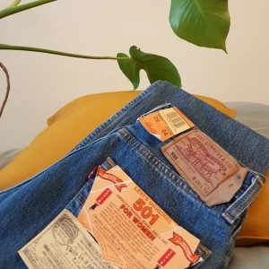  - Levi's 501 i en mer klassisk ljusblå tvätt! Helt NYA! Säljs pga för små för mig. De har en häftig knappgylf, så som 501:an brukar ha. Regular/högre i midjan med raka ben. Frakt tillkommer.