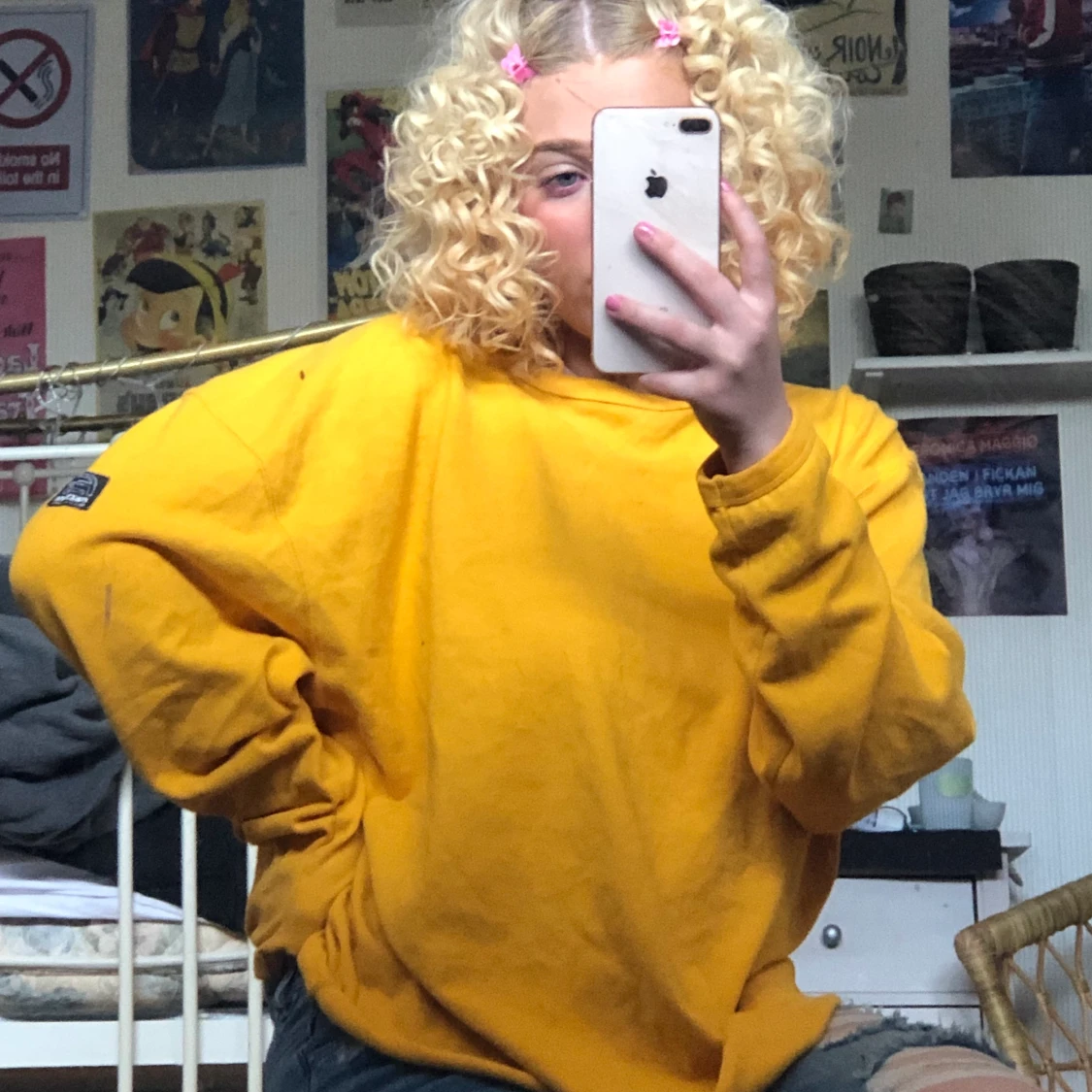 Jätte mysig gul sweatshirt - 90