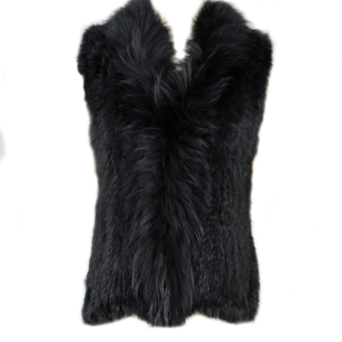 Svart pälsväst äkta