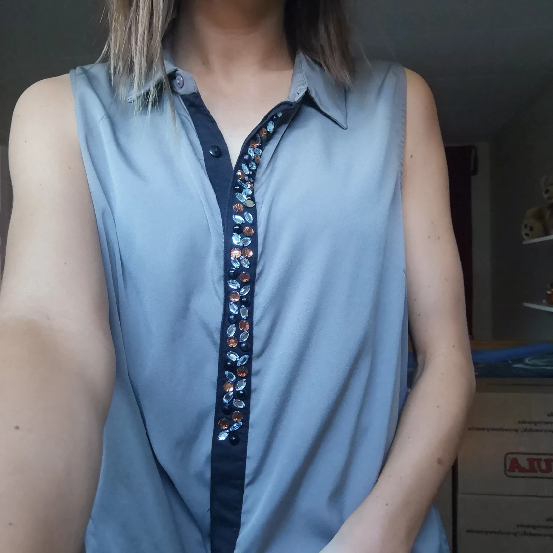 Grå Blus/linne från Vila - 90