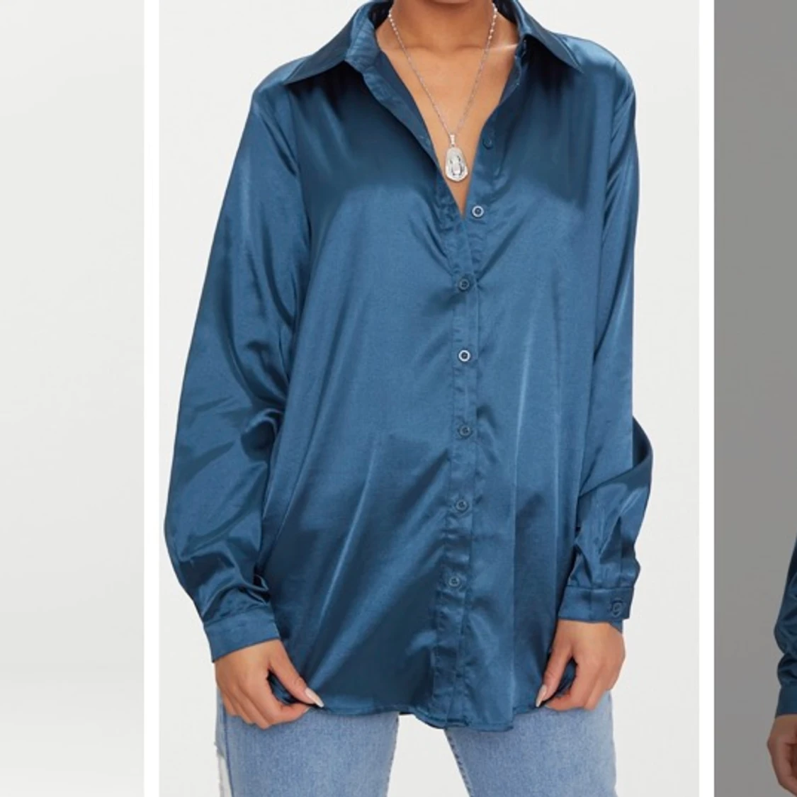 Blå satinskjorta PLT - 90