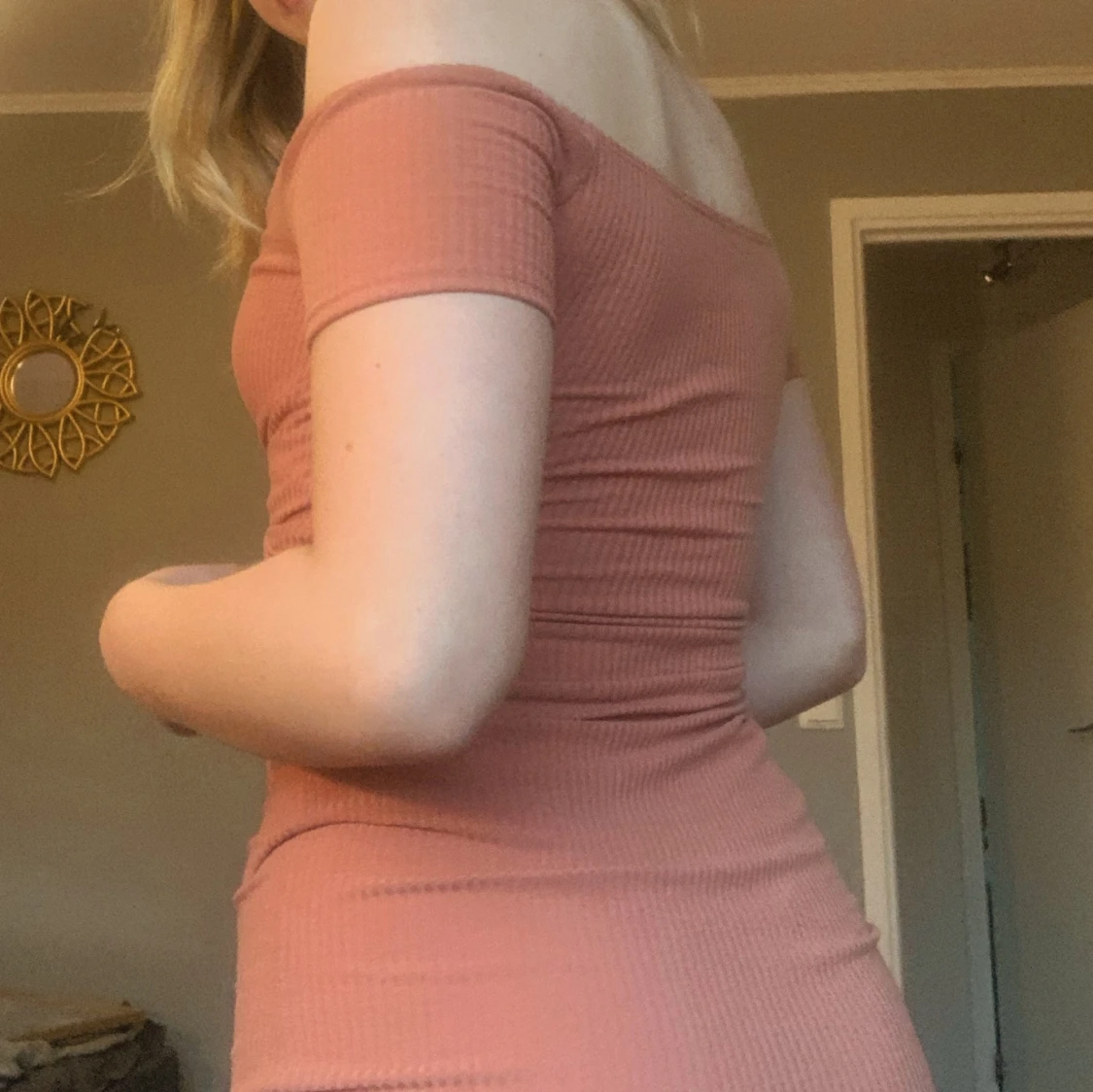 ribbad klänning, strl XS - 90