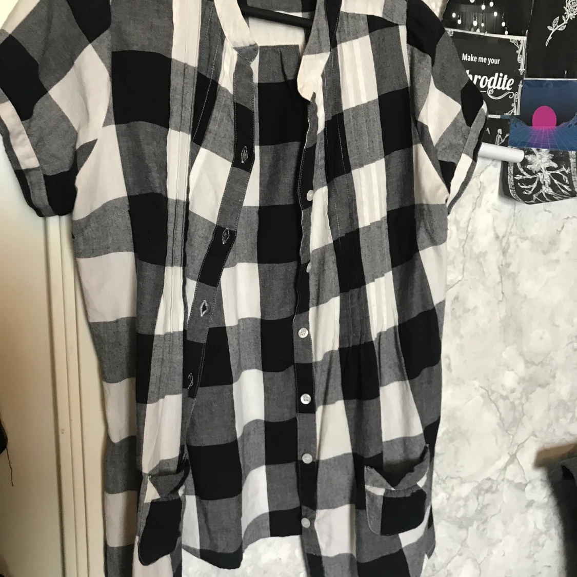 Svartvit flanellblus - 90