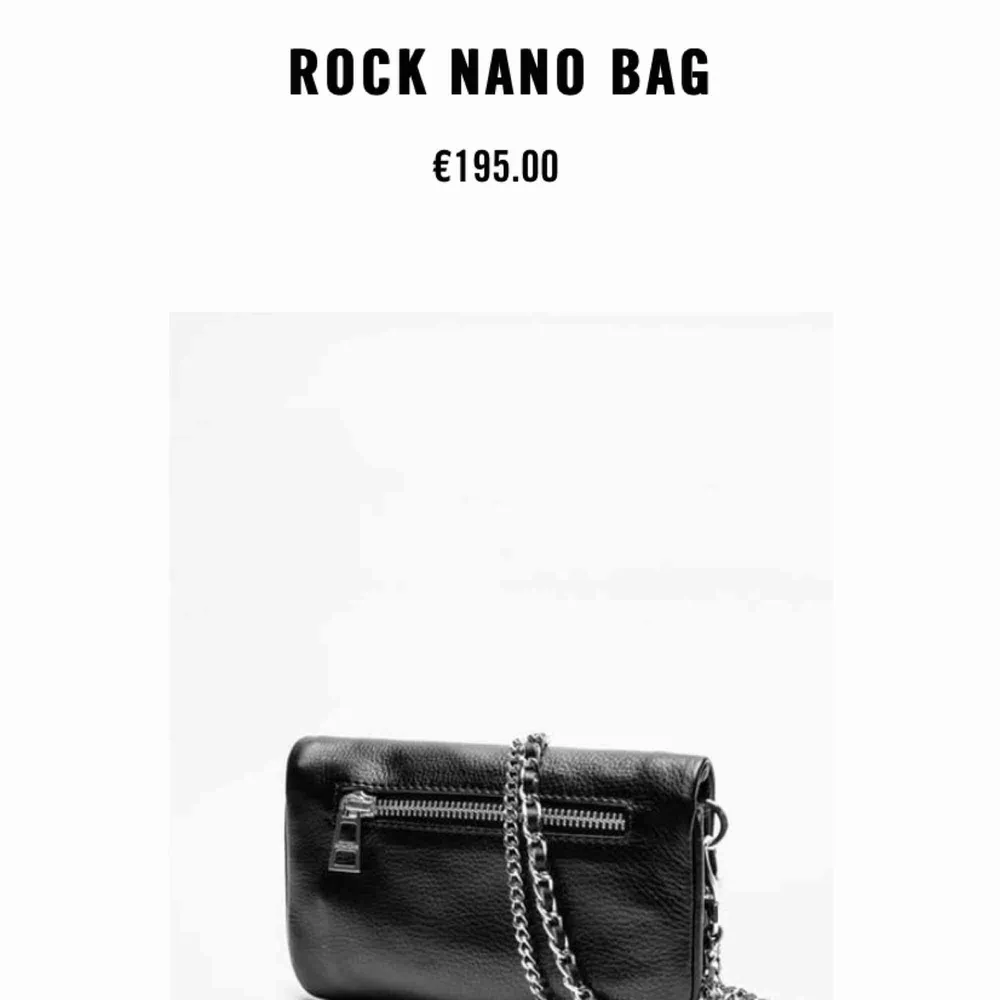 Jättefin Zadig et Voltaire väska💞 modellen heter ”Rock nano bag”🎸 Väldigt sparsamt använd då jag har en annan. Den är köpt för ca 2000kr💞 Skriv för mer bilder🌸🌸. Väskor.