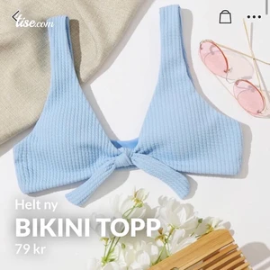 Bikini överdel babyblå - Helt ny bikini som var sjukt liten och går ej att använda i strlk S/XS. Jätte fin babyblå med knytning som går att ta bort. 