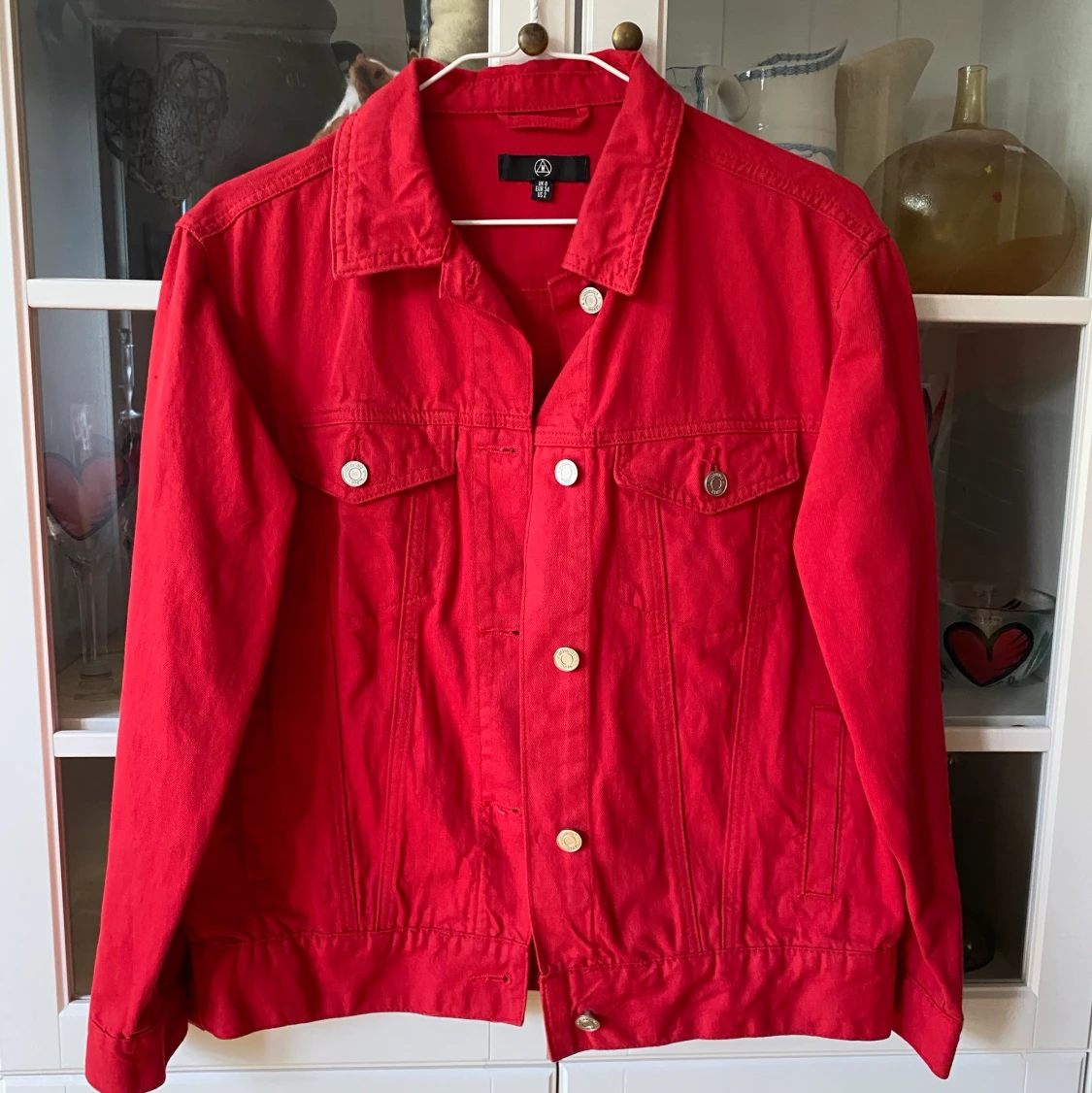 Oversized röd jeansjacka