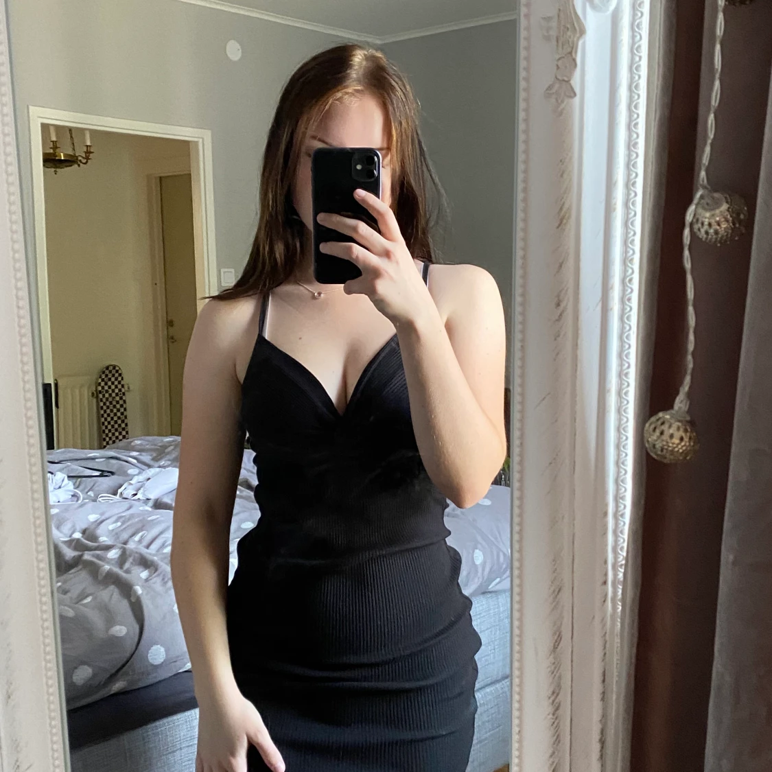 Ribbad stretchig klänning