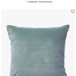 Hemtex prydnadskudde fodral sammet - Hemtex prydnadskudd-fodral i sammet. Inköpta för någon månad sen så i superfint skick. Säljer då de inte passar i min lägenhet. I färgen mintgrön (kallas duckegg på Hemtex). Fodral kostar 99 kr nytt i butik, säljer för 40 kr.