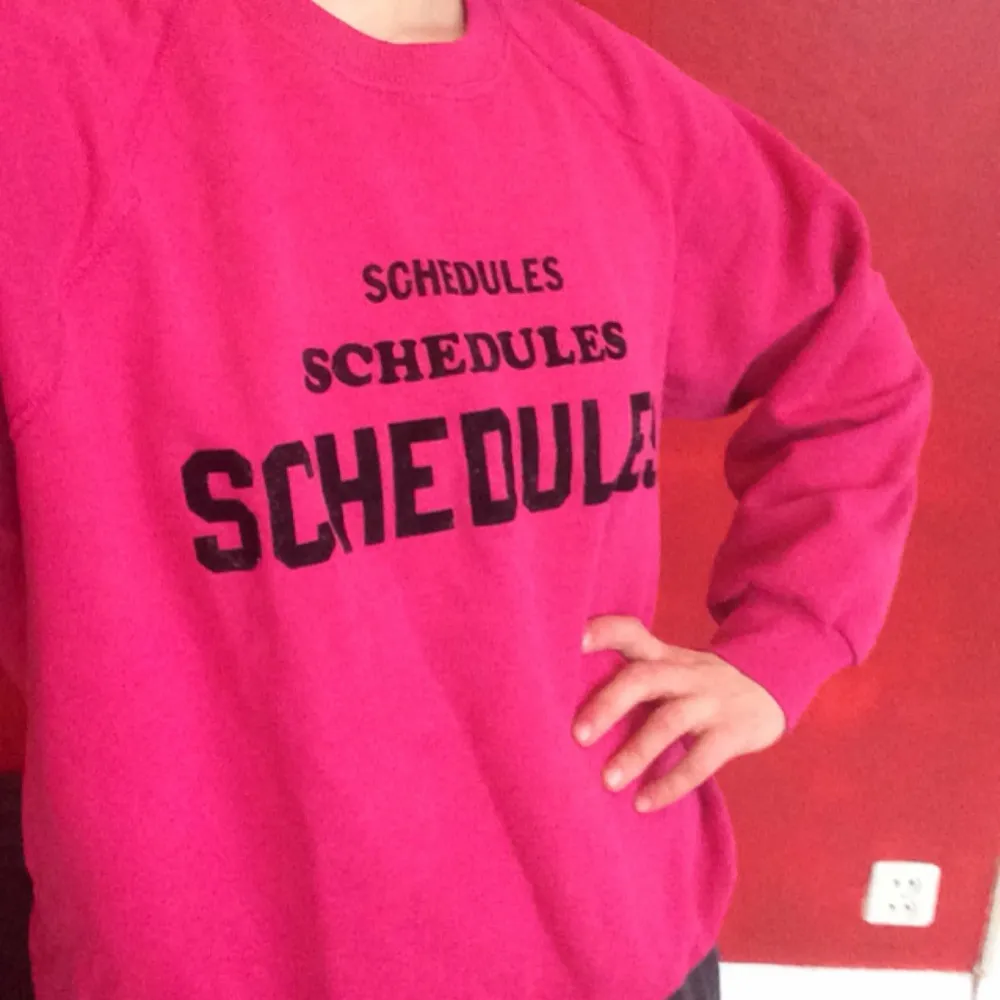 Ursnygg pink (färgen mer motsvarande verkligheten på den andra bilden) collegetröja med text Schedules, Schedules, schedules. . Hoodies.