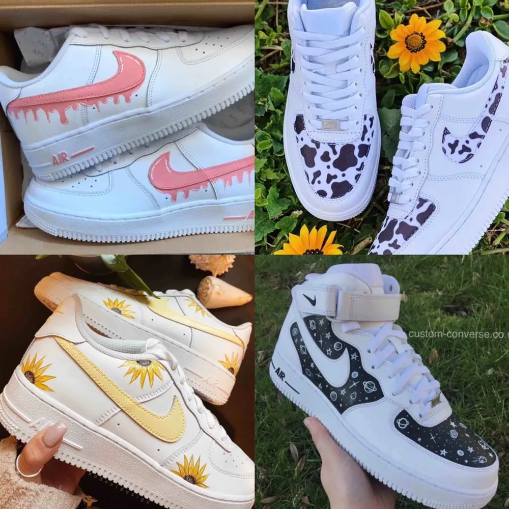 Custom Nike air force 1⚡️Bilderna är exempel på designer jag kan göra men går även att beställa precis som du vill ha dom. StainsCustoms på instagram!! 💖. Skor.
