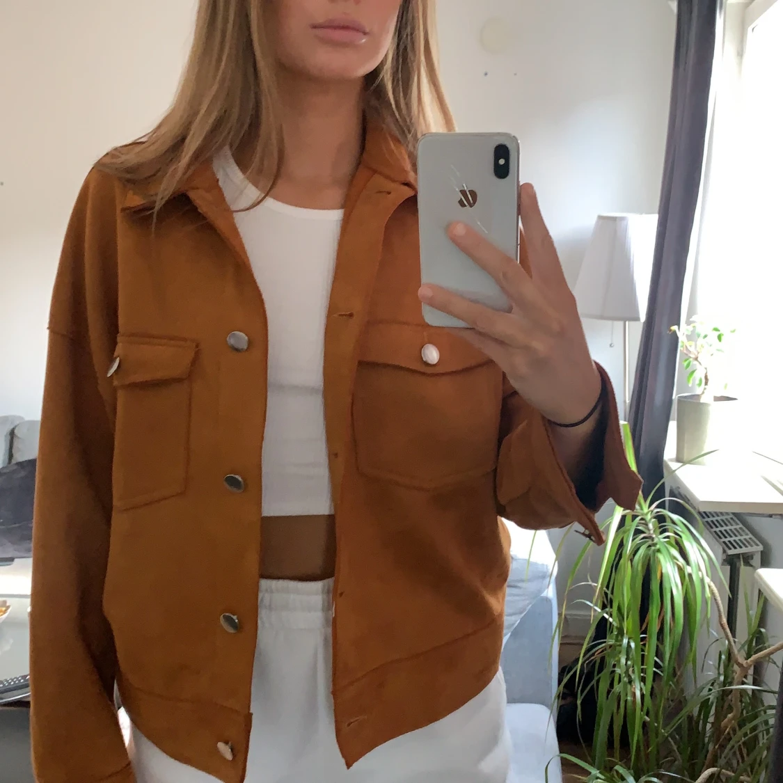 Oversize Orange/brun mocca-jacka - 90