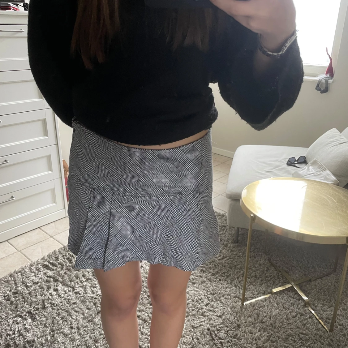 Grå rutig kortkjol - 1