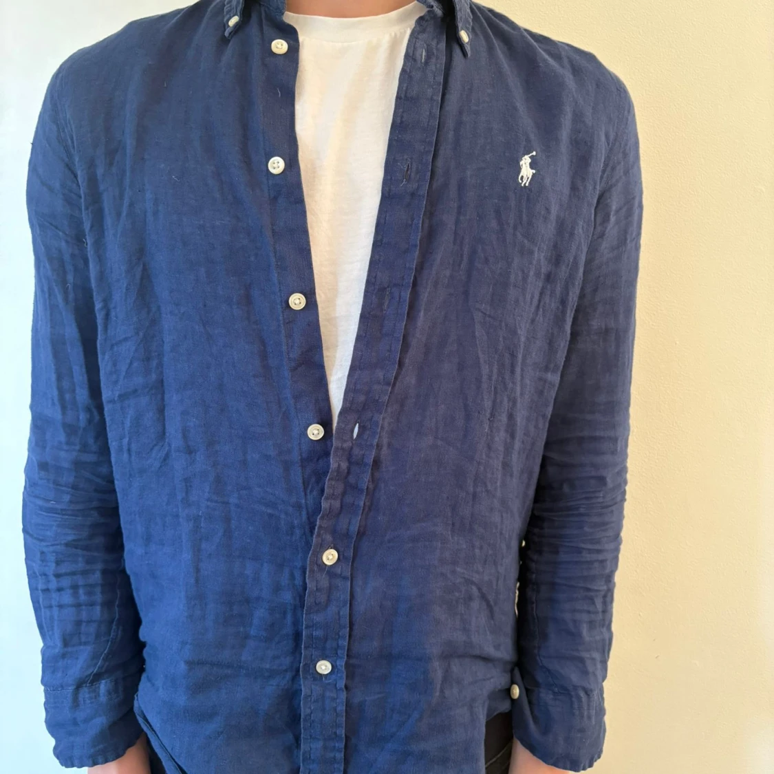 Mörkblå linneskjorta Ralph Lauren XS