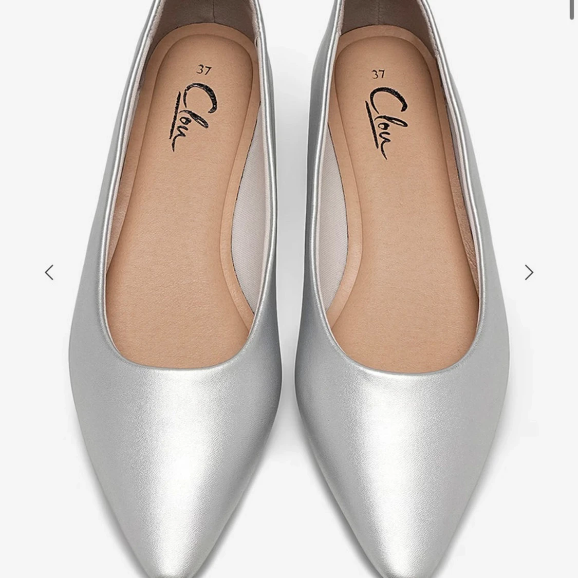 Silvriga ballerinaskor med spetsig tå - 1