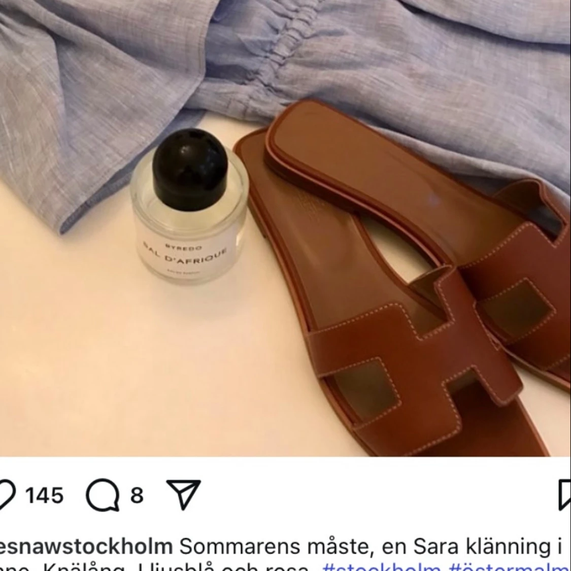 Ljusblå långklänning i linne från Vesna W - 1