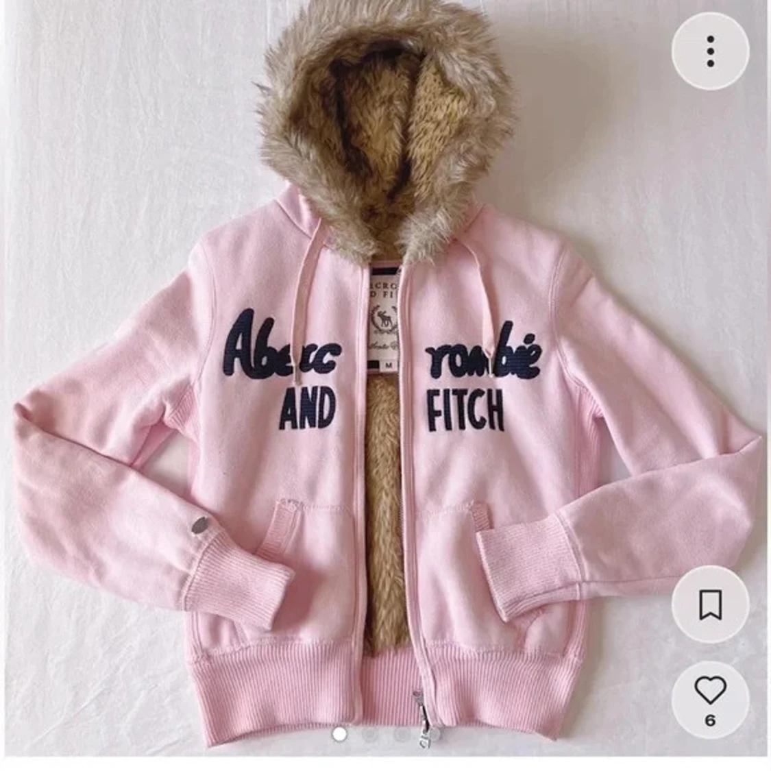 SÖKER!!! Rosa abercrombie fur-lined zip up - 2