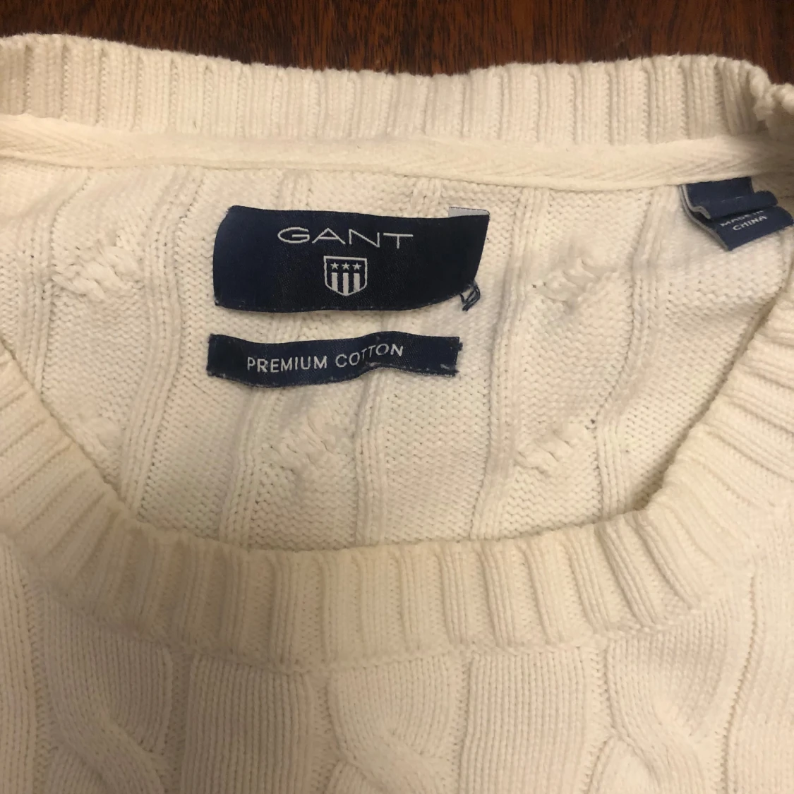 Vit kabelstickad tröja från GANT - 2