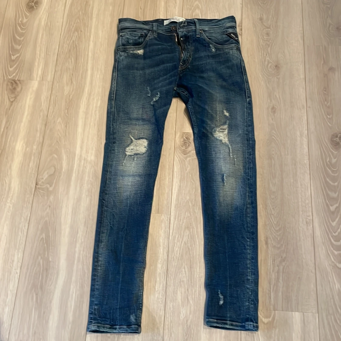 Replay blå slitna slim jeans