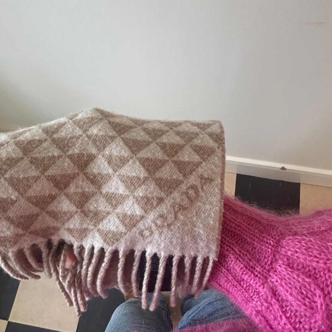 Beige och brun kashmir sjal - 3