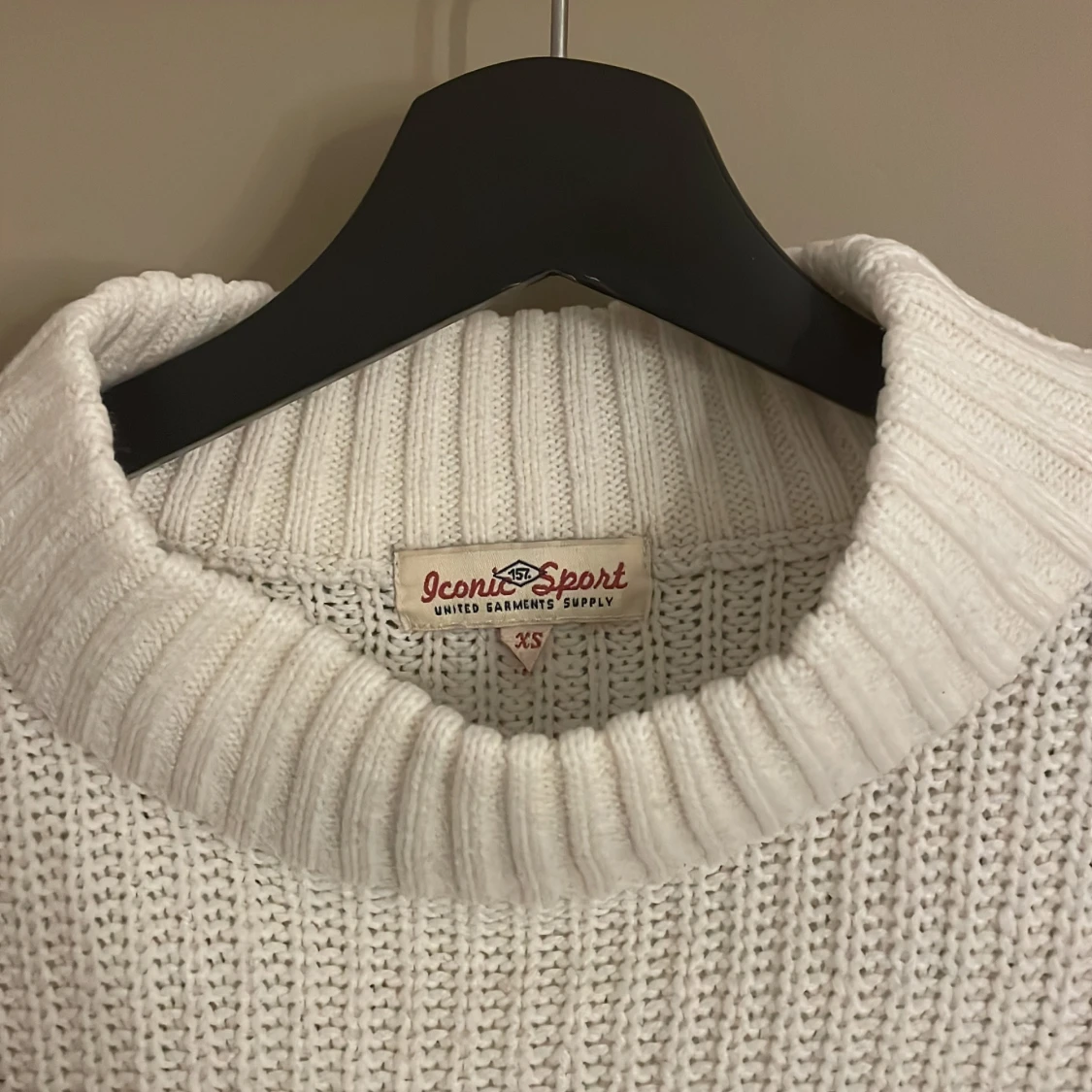 Vit stickad tröja Iconic Sport XS - 2