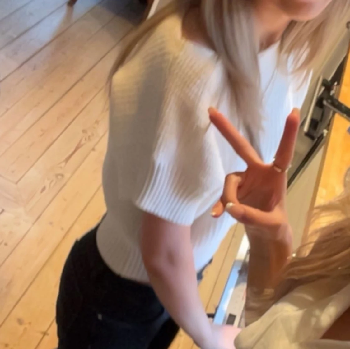 Vit croppad stickad tröja - 3