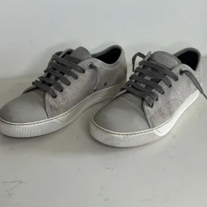 Lanvins skor  - Byte eller 1129kr.  Snygga grå sneakers från Lanvin med coolt mönstrad skinnyta och matchande grå snörning. Använda men bra skick. Skorna finns också att köpafrån ViaSerata på Plick
