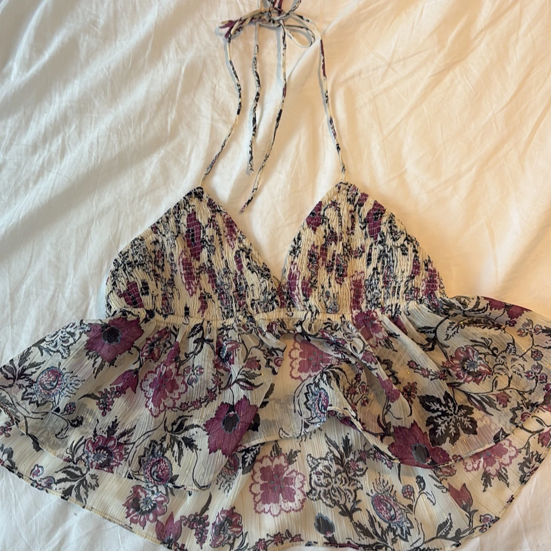 Blommig halterneck topp från Zara