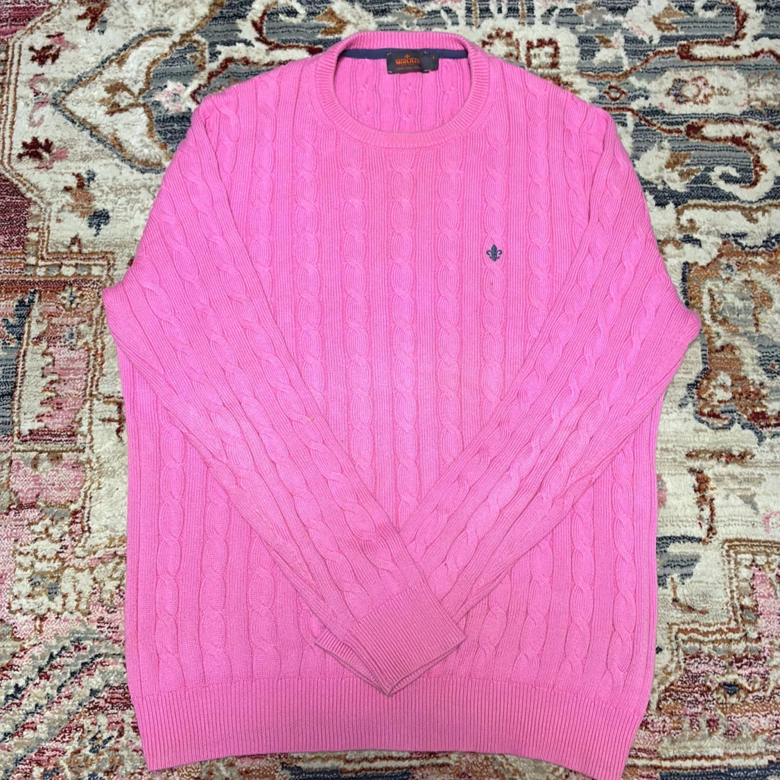 Rosa kabelstickad tröja från Morris