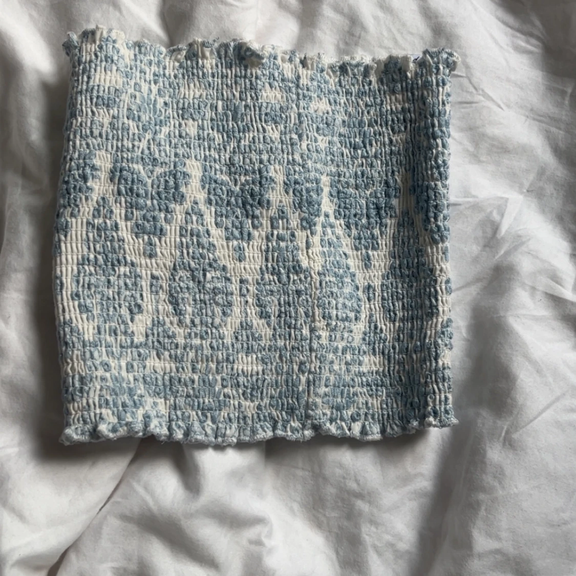 Blåvit bandeau tubtopp med mönster - 1