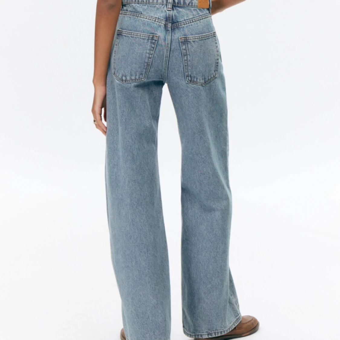 Blå wide leg jeans med hög midja - 1