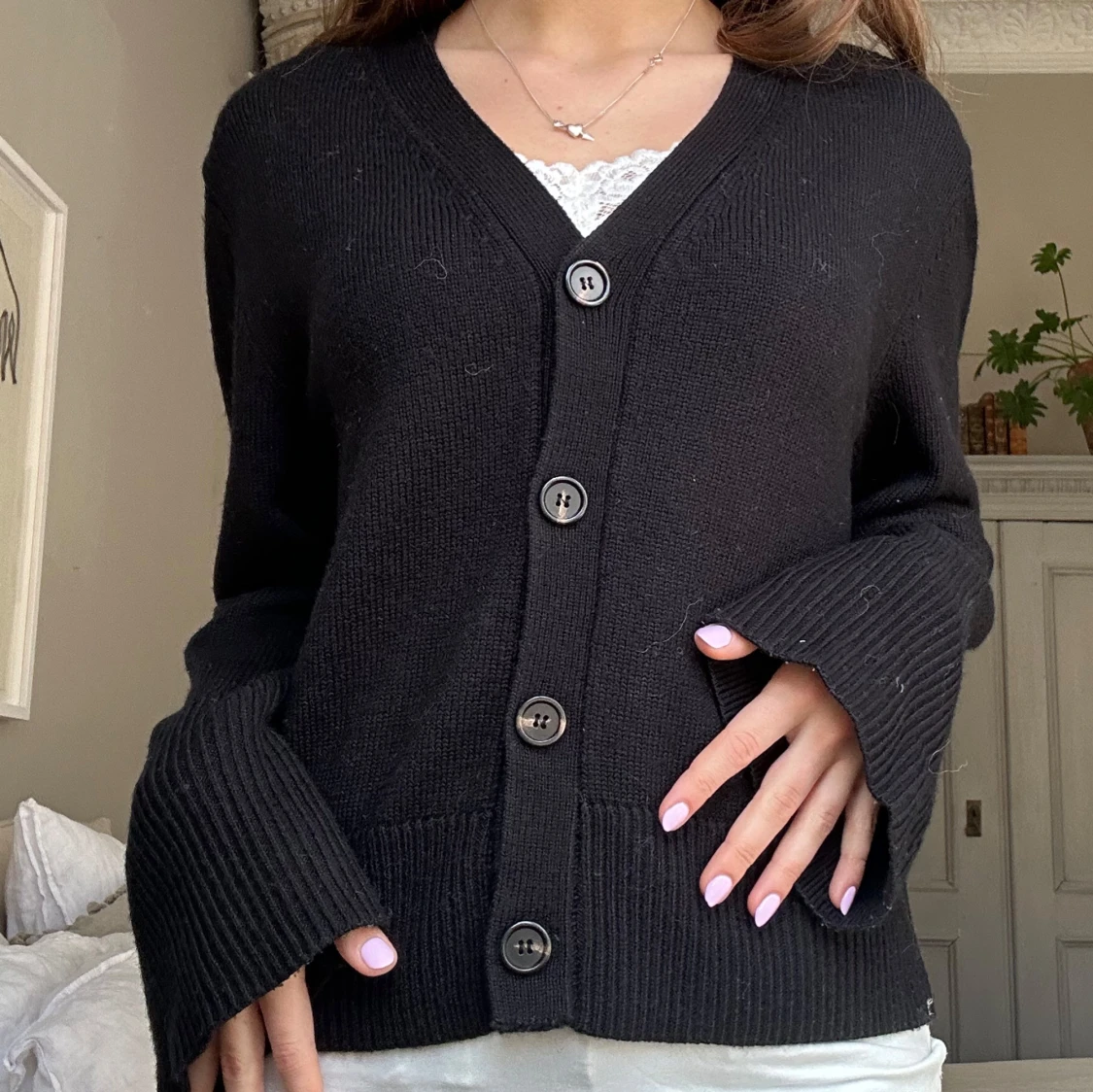 Svart stickad neo noir kofta💞 - 3