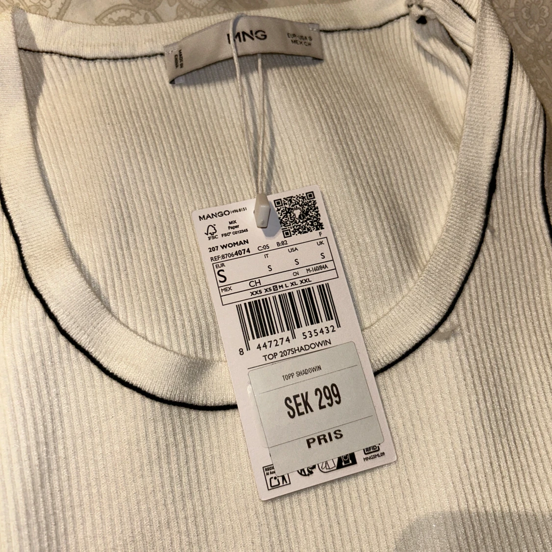 Vit ribbad topp från Mango - 2