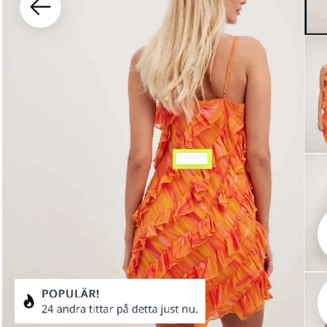 Orange volangklänning med smala axelband - 1