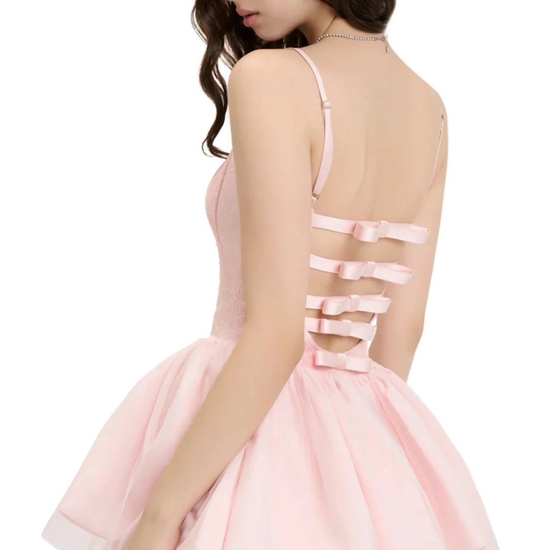 Rosa mini klänning med korsett - 1