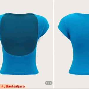 Blå croppad topp med öppen rygg - Snygg blå croppad topp med korta ärmar och en stor öppen rygg. Perfekt för dig som vill sticka ut och visa lite hud. Toppens material är stretchigt och sitter tight mot kroppen för en modern look. Från shein🤍