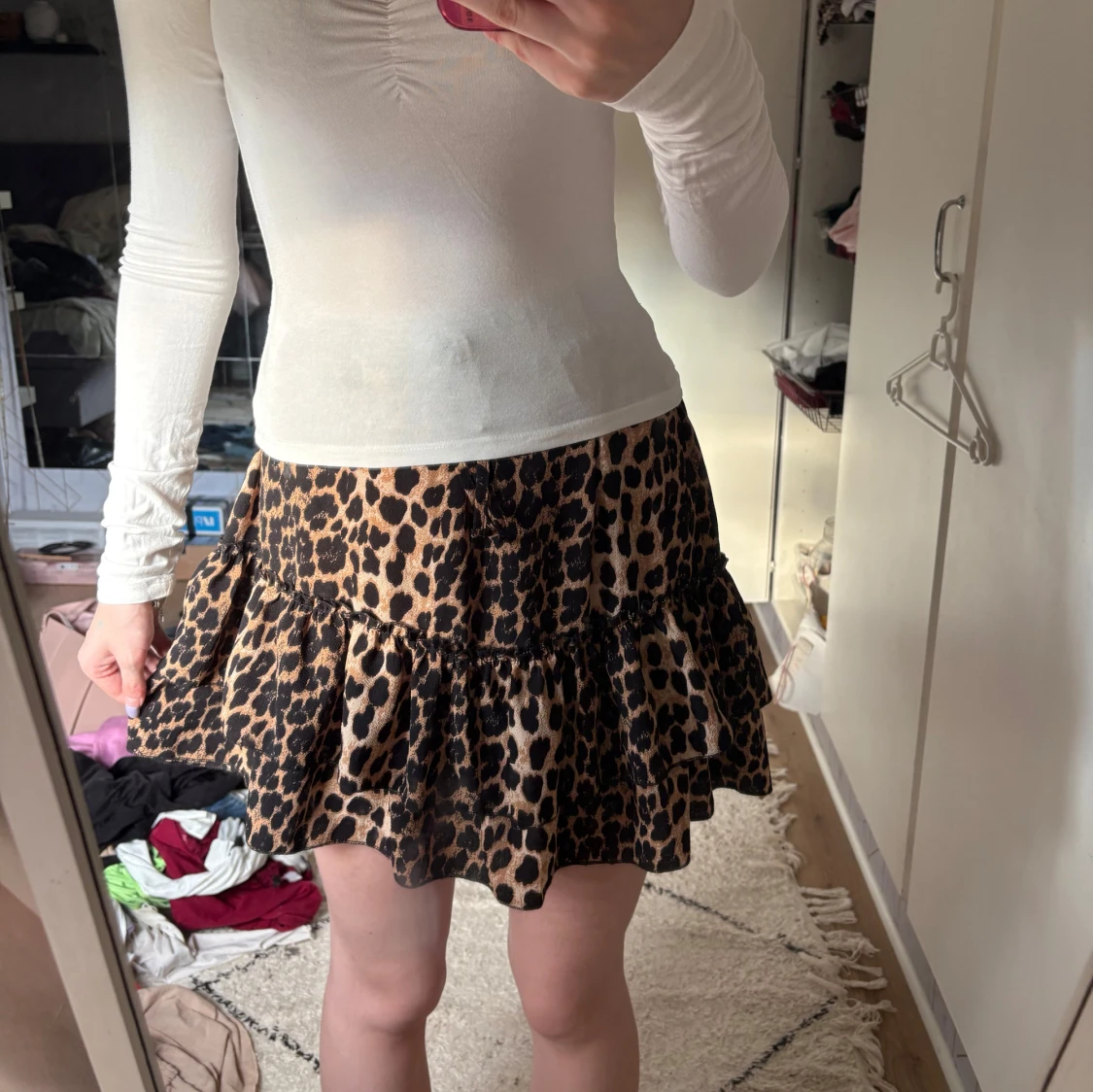 Leopardmönstrad volangkjol