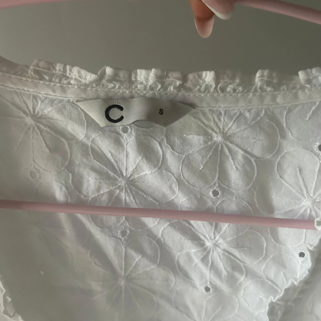 Vit broderad sommarklänning S - 2