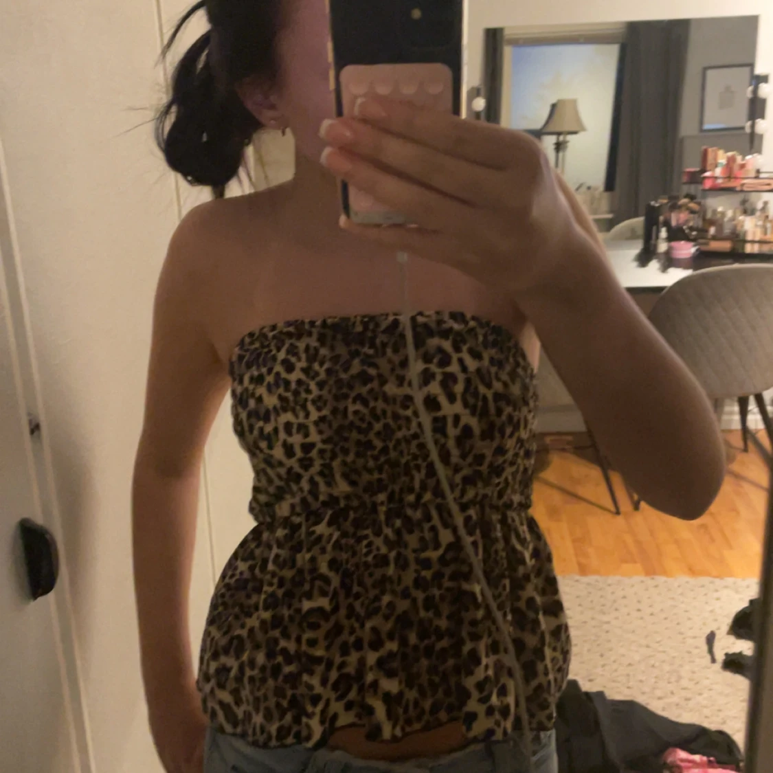 Leopardmönstrad bandeau tubtopp