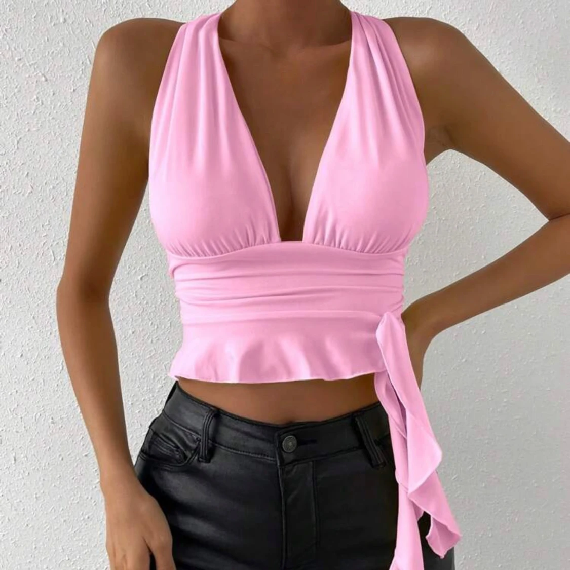 Rosa halterneck topp