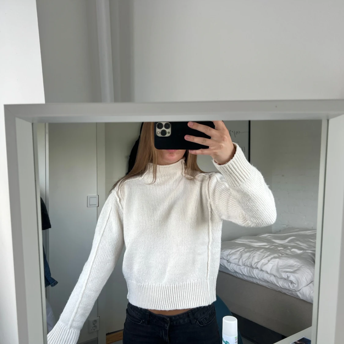 Vit stickad polotröja - 3