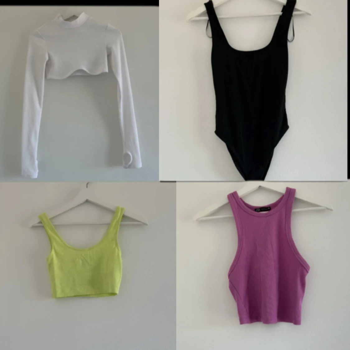 Vit croppad långärmad topp