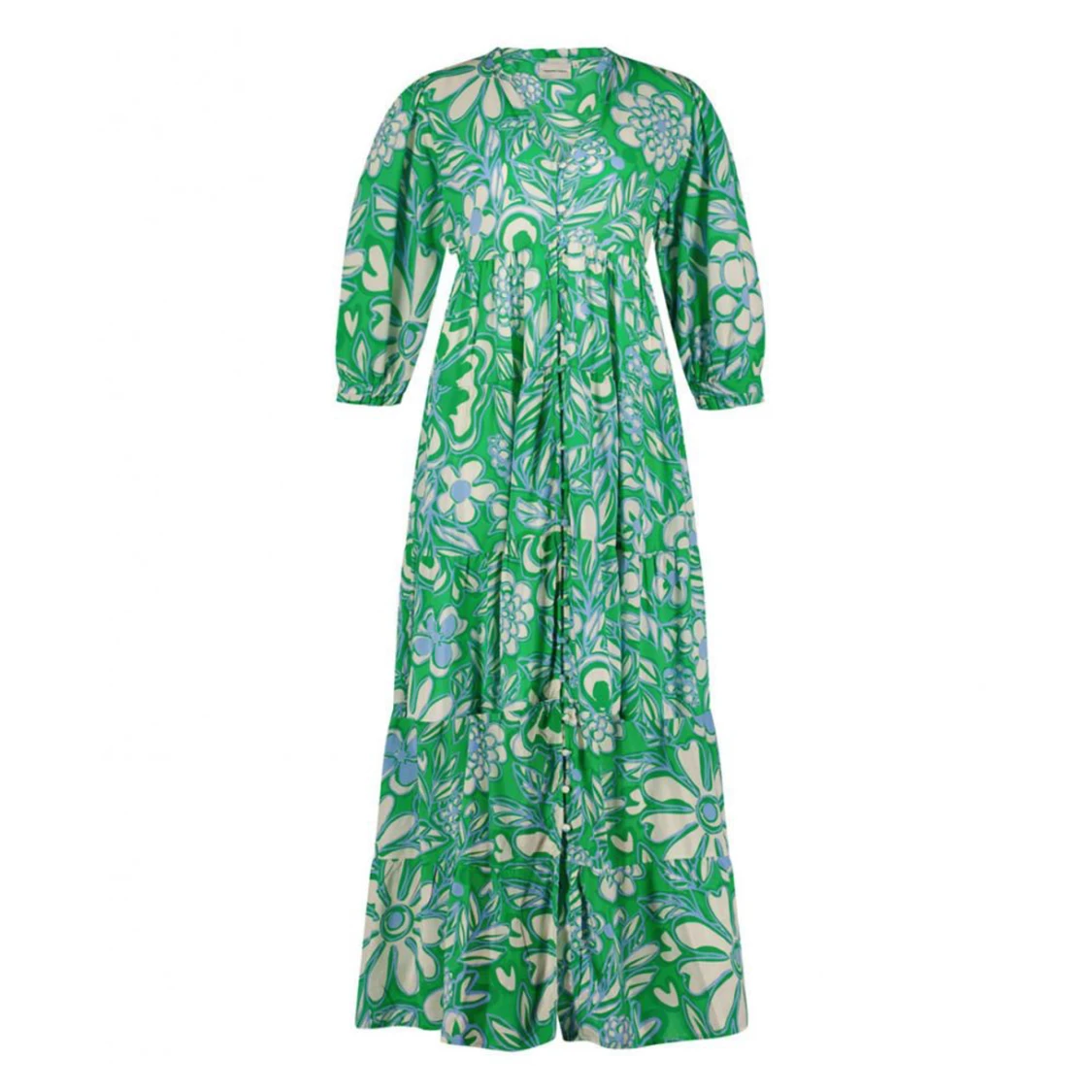 Grön blommig långklänning från Fabienne Charpot - 1