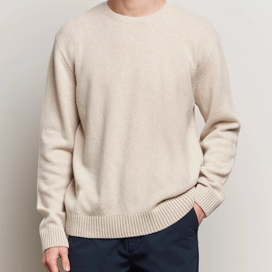 Beige merinoulltröja - 4