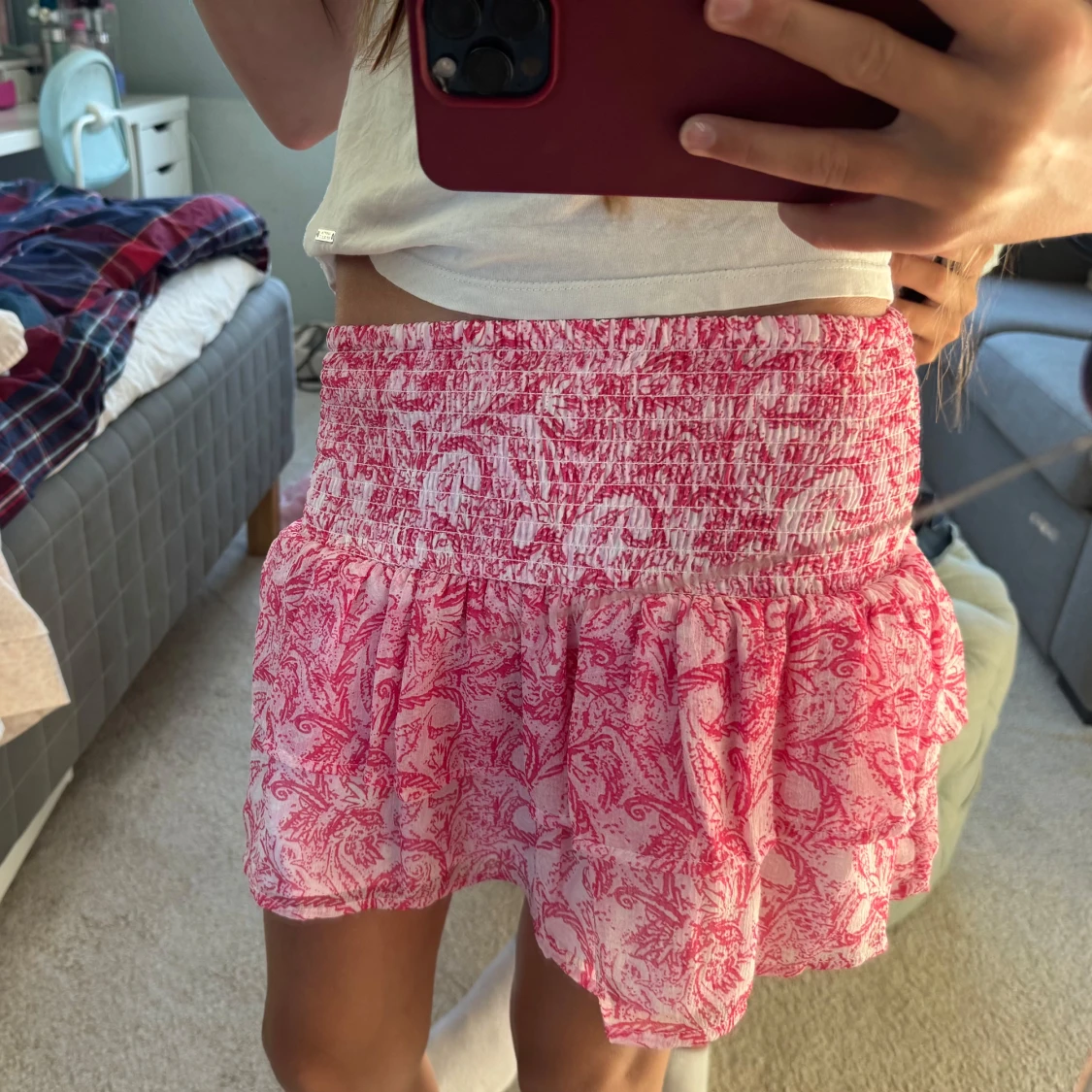 Rosa volangkjol med mönster - 1