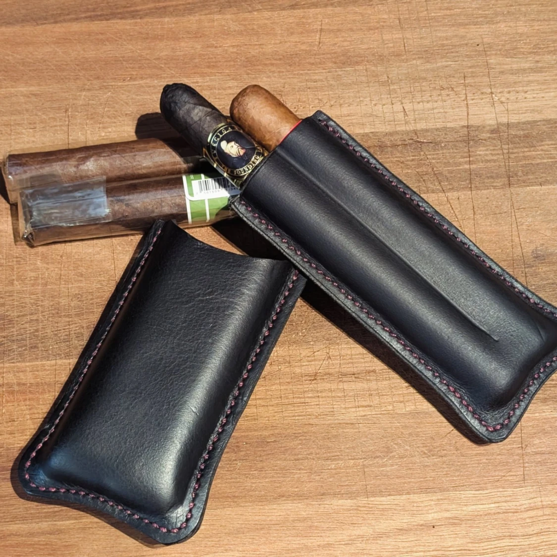 Svart cigarrfodral i skinn - 2