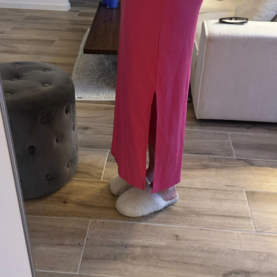 Rosa ribbad långklänning - 2