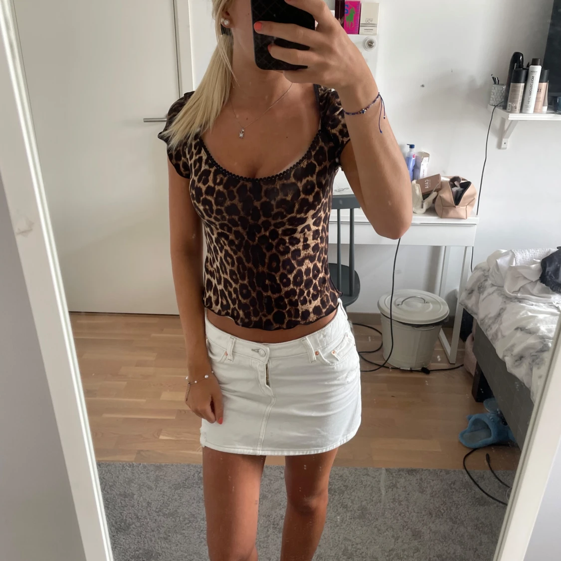 Leopardmönstrad croppad topp - 1
