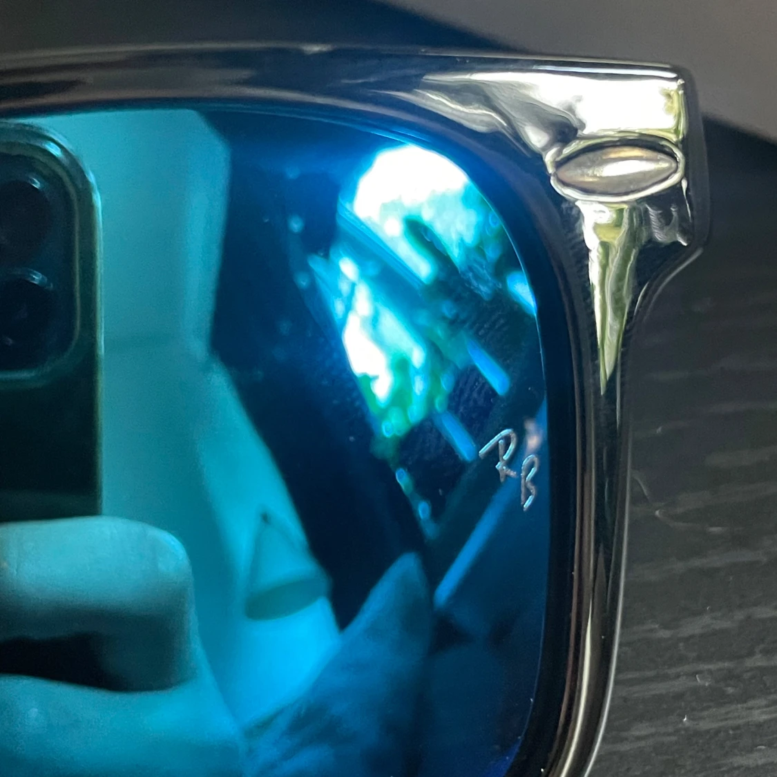 Ray-Ban Wayfarer svarta med blå spegelglas - 2