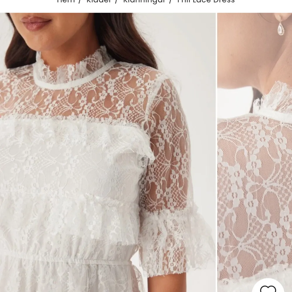 Vit spetsklänning från bubbleroom perfekt nu inför studenten och skolavslutningar🩷använd en gång. Mekot.