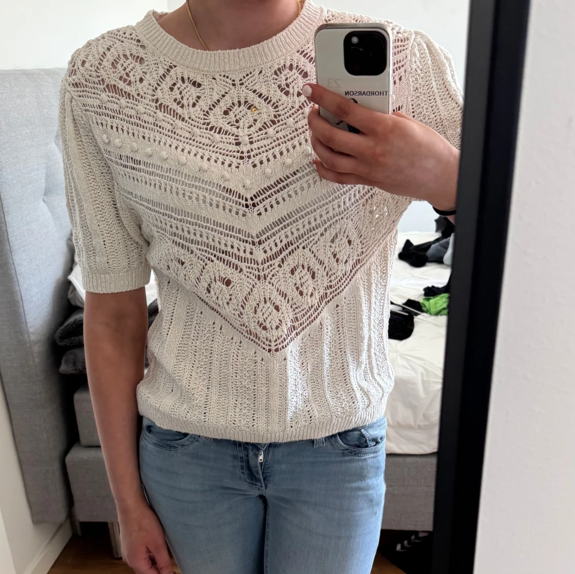 Vit stickad topp från Zara - 1